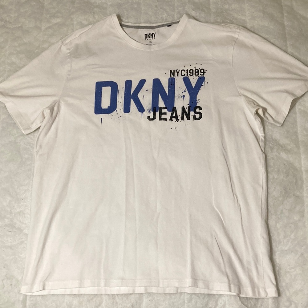 DKNY White and Blue Men's T-Shirt
